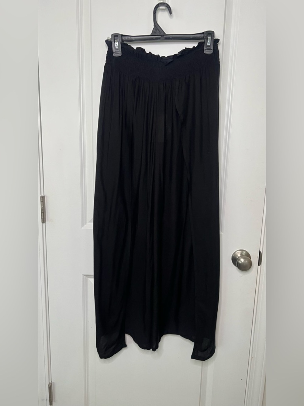 Elan Women Pants Cover Up Split Jeanie Leg Pull On Smock Wide Waist S Black New
